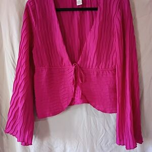 Rue21 Hot Pink Pleated Tie-Front Blouse